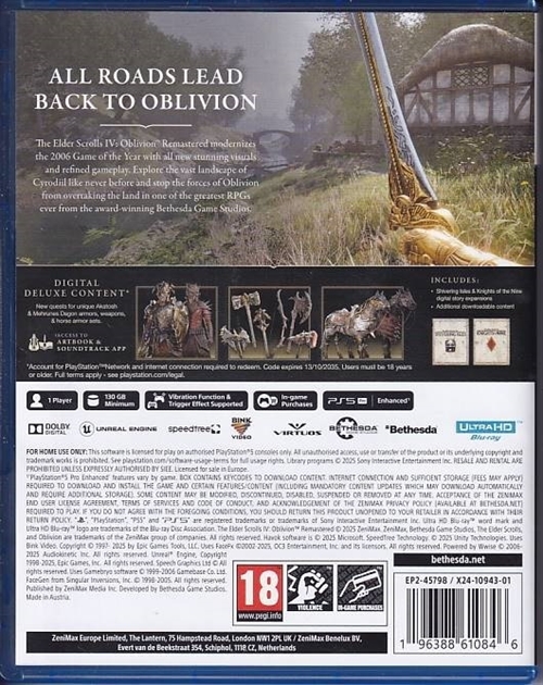 The Elder Scrolls IV Oblivion Remastered Deluxe Edition - PS5 (A-Grade) (Genbrug)